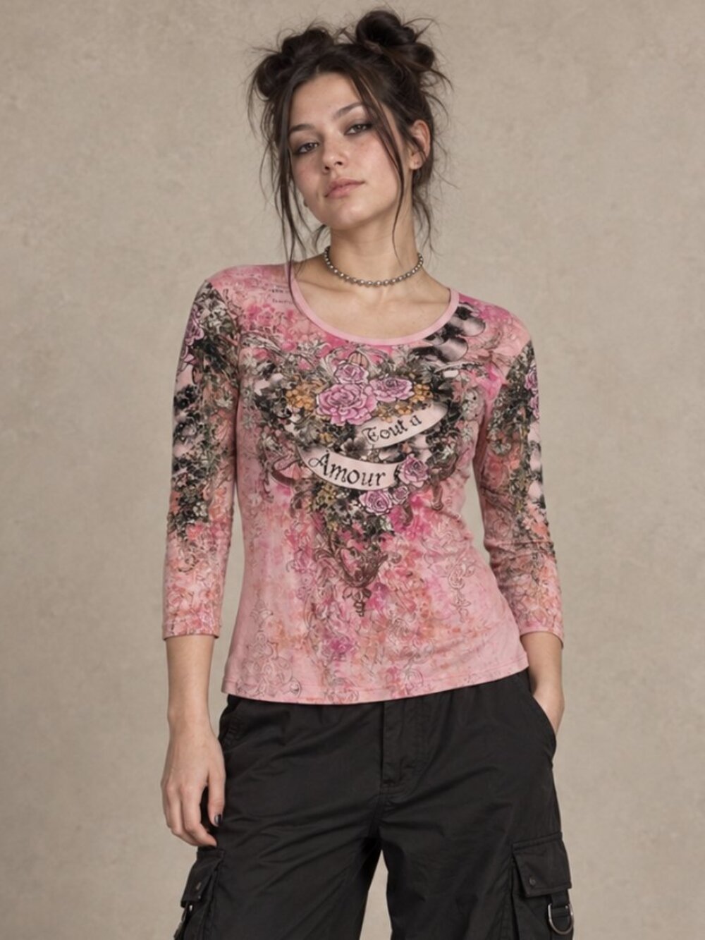 Vintage Fornia Y2k Embellished Burnout Babydoll Graphic Shirt Size Large - Picture 10 of 10